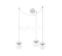 Umage Acorn Cannonball, lámpara de suspensión con 3 focos en blanco, acero inoxidable