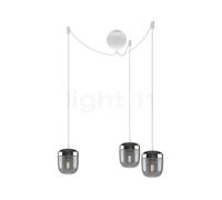 Umage Acorn Cannonball, lámpara de suspensión con 3 focos en blanco, ahumado/acero
