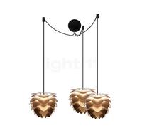 Umage Aluvia mini Cannonball, lámpara de suspensión 3 focos, bronce cepillado, cable negro
