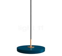 Umage Asteria Micro, lámpara de suspensión LED, azul petróleo/cubierta latón