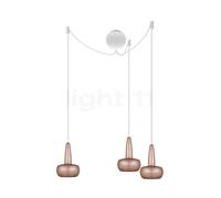 Umage Clava Cannonball, lámpara de suspensión 3 focos, cobre, cable blanco