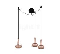Umage Clava Cannonball, lámpara de suspensión 3 focos, cobre, cable negro