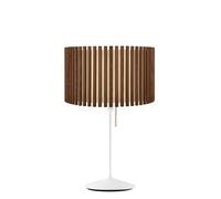 Umage Komorebi Santé, lámpara de sobremesa, pantalla roble oscuro/base blanca - ø44,7 cm
