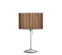 Umage Komorebi Santé, lámpara de sobremesa, pantalla roble oscuro/pie acero - 42 cm - anguloso