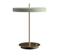 Umage Asteria, lámpara de sobremesa LED, cabezal oliva/pie latón