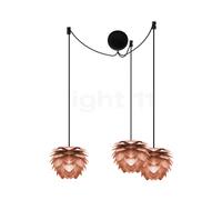 Umage Silvia mini Cannonball, lámpara de suspensión 3 focos, cobre, cable negro