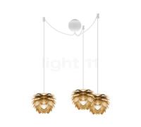 Umage Silvia mini Cannonball, lámpara de suspensión 3 focos, latón, cable blanco
