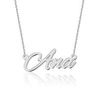 UMAGICBOX Collar de Plata Personalizado con Nombre Ana - Colgante de Acero Inoxidable Grabado a Medida para Mujeres - Regalo para Cumpleaños, Aniversarios, Graduaciones y Día de San Valentín