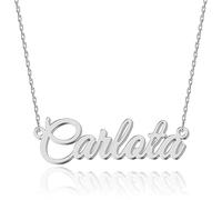UMAGICBOX Collar de Plata Personalizado con Nombre Carlota - Colgante de Acero Inoxidable Grabado a Medida para Mujeres - Regalo para Cumpleaños, Aniversarios, Graduaciones y Día de San Valentín