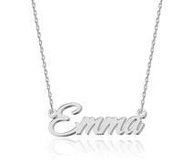 UMAGICBOX Collar de Plata Personalizado con Nombre Emma - Colgante de Acero Inoxidable Grabado a Medida para Mujeres - Regalo para Cumpleaños, Aniversarios, Graduaciones y Día de San Valentín