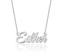 UMAGICBOX Collar de Plata Personalizado con Nombre Esther - Colgante de Acero Inoxidable Grabado a Medida para Mujeres - Regalo para Cumpleaños, Aniversarios, Graduaciones y Día de San Valentín