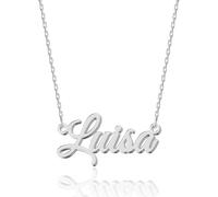 UMAGICBOX Collar de Plata Personalizado con Nombre Luisa - Colgante de Acero Inoxidable Grabado a Medida para Mujeres - Regalo para Cumpleaños, Aniversarios, Graduaciones y Día de San Valentín
