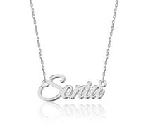 UMAGICBOX Collar de Plata Personalizado con Nombre Sonia - Colgante de Acero Inoxidable Grabado a Medida para Mujeres - Regalo para Cumpleaños, Aniversarios, Graduaciones y Día de San Valentín