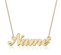 UMAGICBOX Collar personalizado con nombre, acero inoxidable 316, chapado en oro de 18 quilates, hecho a mano, 14 estilos de letra y 4 colores a elegir, elegante embalaje, 40 cm, Oro, No es una piedra