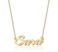 UMAGICBOX Collar personalizado con nombre, acero inoxidable 316, chapado en oro de 18 quilates, hecho a mano, 14 estilos de letra y 4 colores a elegir, elegante embalaje, Oro, No es una piedra