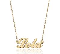 UMAGICBOX - Collar personalizado con nombre de acero inoxidable 316, chapado en oro de 18 K, artesanal, 14 estilos de fuente y 4 colores a elegir - Embalaje elegante, Chapado en oro, No es una piedra