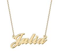 UMAGICBOX - Collar personalizado con nombre de acero inoxidable 316, chapado en oro de 18 K, artesanal, 14 estilos de fuente y 4 colores a elegir - Embalaje elegante, Chapado en oro, No es una piedra