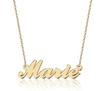 UMAGICBOX Collar Personalizado con Nombre - En Acero Inoxidable 316, Bañado en Oro de 18K, Artesanal, 14 Estilos de Letras y 4 Colores a Elegir - Envase Elegante, Chapado en oro, No es una piedra