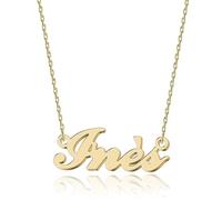 UMAGICBOX Collar Personalizado con Nombre - En Acero Inoxidable 316, Bañado en Oro de 18K, Artesanal, 14 Estilos de Letras y 4 Colores a Elegir - Envase Elegante, 40 cm, Chapado en oro, No es una