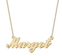 UMAGICBOX Collar Personalizado con Nombre - En Acero Inoxidable 316, Bañado en Oro de 18K, Artesanal, 14 Estilos de Letras y 4 Colores a Elegir - Envase Elegante, Chapado en oro, No es una piedra