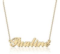 UMAGICBOX Collar Personalizado con Nombre - En Acero Inoxidable 316, Bañado en Oro de 18K, Artesanal, 14 Estilos de Letras y 4 Colores a Elegir - Envase Elegante, Chapado en oro, No es una piedra