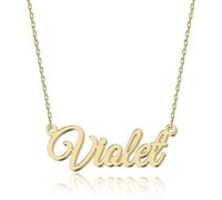 UMAGICBOX Exquisito collar con nombre personalizado, elige entre 14 estilos de fuente, colgante personalizable de acero inoxidable chapado en oro de 18 quilates y plata de ley, regalo único para ella
