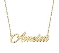 UMAGICBOX Exquisito collar con nombre personalizado, elige entre 14 estilos de fuente, colgante personalizable de acero inoxidable chapado en oro de 18 quilates y plata de ley, regalo único para ella,