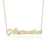 UMAGICBOX Exquisito collar con nombre personalizado, elige entre 14 estilos de fuente, colgante personalizable de acero inoxidable chapado en oro de 18 quilates y plata de ley, regalo único para ella