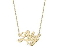 UMAGICBOX Exquisito collar con nombre personalizado, elige entre 14 estilos de fuente, colgante personalizable de acero inoxidable chapado en oro de 18 quilates y plata de ley, regalo único para ella