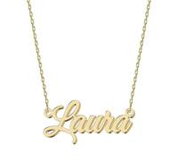 UMAGICBOX Exquisito collar con nombre personalizado, elige entre 14 estilos de fuente, colgante personalizable de acero inoxidable chapado en oro de 18 quilates y plata de ley, regalo único para ella