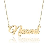 UMAGICBOX Exquisito collar con nombre personalizado, elige entre 14 estilos de fuente, colgante personalizable de acero inoxidable chapado en oro de 18 quilates y plata de ley, regalo único para ella