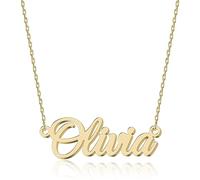 UMAGICBOX Exquisito collar con nombre personalizado, elige entre 14 estilos de fuente, colgante personalizable de acero inoxidable chapado en oro de 18 quilates y plata de ley, regalo único para ella
