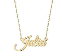 UMAGICBOX Exquisito collar con nombre personalizado, elige entre 14 estilos de fuente, colgante personalizable de acero inoxidable chapado en oro de 18 quilates y plata de ley, regalo único para ella