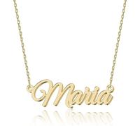 UMAGICBOX Exquisito collar con nombre personalizado, elige entre 14 estilos de fuente, colgante personalizable de acero inoxidable chapado en oro de 18 quilates y plata de ley, regalo único para ella