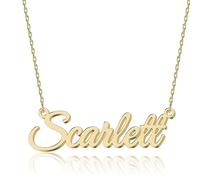 UMAGICBOX Exquisito collar con nombre personalizado, elige entre 14 estilos de fuente, colgante personalizable de acero inoxidable chapado en oro de 18 quilates y plata de ley, regalo único para ella