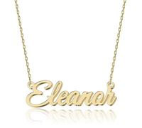 UMAGICBOX Exquisito collar con nombre personalizado, elige entre 14 estilos de fuente, colgante personalizable de acero inoxidable chapado en oro de 18 quilates y plata de ley, regalo único para ella