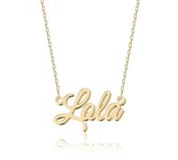 UMAGICBOX Exquisito collar con nombre personalizado, elige entre 14 estilos de fuente, colgante personalizable de acero inoxidable chapado en oro de 18 quilates y plata de ley, regalo único para ella