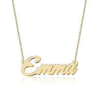 UMAGICBOX Exquisito collar con nombre personalizado, elige entre 14 estilos de fuente, colgante personalizable de acero inoxidable chapado en oro de 18 quilates y plata de ley, regalo único para ella