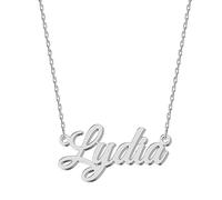 UMAGICBOX Exquisito collar con nombre personalizado, elige entre 14 estilos de fuente, colgante personalizable de acero inoxidable chapado en oro de 18 quilates y plata de ley, regalo único para ella