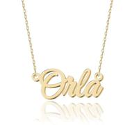 UMAGICBOX Exquisito collar con nombre personalizado, elige entre 14 estilos de fuente, colgante personalizable de acero inoxidable chapado en oro de 18 quilates y plata de ley, regalo único para ella