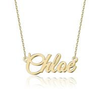 UMAGICBOX Exquisito collar con nombre personalizado, elige entre 14 estilos de fuente, colgante personalizable de acero inoxidable chapado en oro de 18 quilates y plata de ley, regalo único para ella,