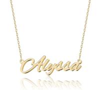 UMAGICBOX Exquisito collar con nombre personalizado, elige entre 14 estilos de fuente, colgante personalizable de acero inoxidable chapado en oro de 18 quilates y plata de ley, regalo único para ella
