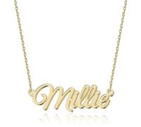 UMAGICBOX Magnífico collar con nombre personalizado, elija entre 14 estilos de fuente, colgante personalizable en acero inoxidable chapado en oro de 18 quilates y plata de ley, regalo único para ella