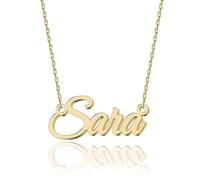 UMAGICBOX Personalized 18K Gold Name Necklace Sara - Customizable Engraved Stainless Steel Pendant for Women - Unique Gift for Birthdays, Anniversaries, Graduations, and Valentine's Day