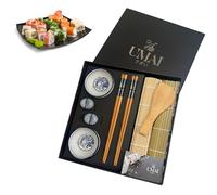 UMAI Kit Sushi | Kit Para Hacer Sushi En Casa | Ideal Para Principiantes | Set Sushi 2 Esterillas Sushi + Paleta + 2 Juegos De Palillos + 2 Cuencos Soja + 2 Soportes Palillos + QR con Recetario
