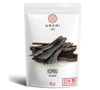 Umami Algas Kombu Japonesas 50g - Grado Premium - Primera Cosecha Secadas al Sol - Ideales para Caldo Dashi y Sopas - Producidas en Japón