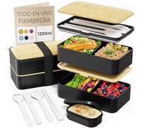 Umami Fiambrera Para Comida De Trabajo, Bento Lunch Box Japonés, Con 4 Compartimentos, Cubiertos, Recipientes Para Salsa, Caja De Almuerzo Sin BPA, Apta Para Microondas, Porta Alimentos 100% Hermética