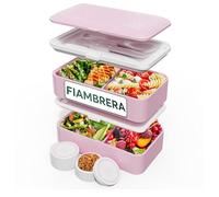 Umami Bento Fiambrera, Cubiertos y Salsera Incluidos, Antigoteo, Microondas, Fiambrera Compartimentada para Adultos, Rosa Kawaii, 1200 ml