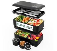 Umami Fiambrera Para Comida De Trabajo,Con 4 Compartimentos, Cubiertos, Recipientes Para Salsa, Caja De Almuerzo Sin BPA, Apta Para Microondas, Porta Alimentos 100% Hermética, Mate Negro, 1200 ml