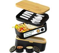 Umami Fiambrera Para Comida De Trabajo, Bento Lunch Box Japonés, Con 4 Compartimentos, Cubiertos, Recipientes Para Salsa, Caja De Almuerzo Sin BPA, Apta Para Microondas, Porta Alimentos 100% Hermética